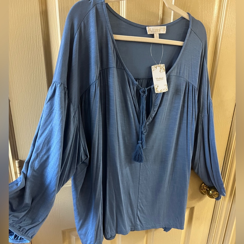 Suzanne Betro Blue Women's Top Size 2X NWT - Picture 2 of 9
